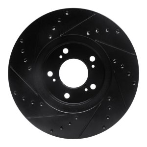 Acura RL Brake Rotor (1) - Front Right - R1 Concepts - Drilled & Slotted - Black - `99-`04